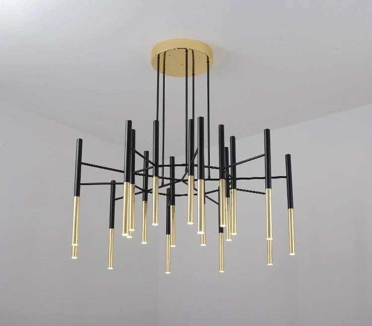 Solara Chandelier Modern Rods Black Gold - Image 35