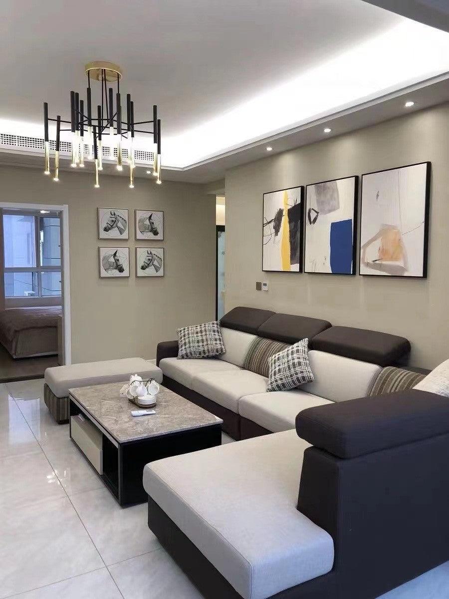 Solara Chandelier Modern Rods Black Gold - Image 9