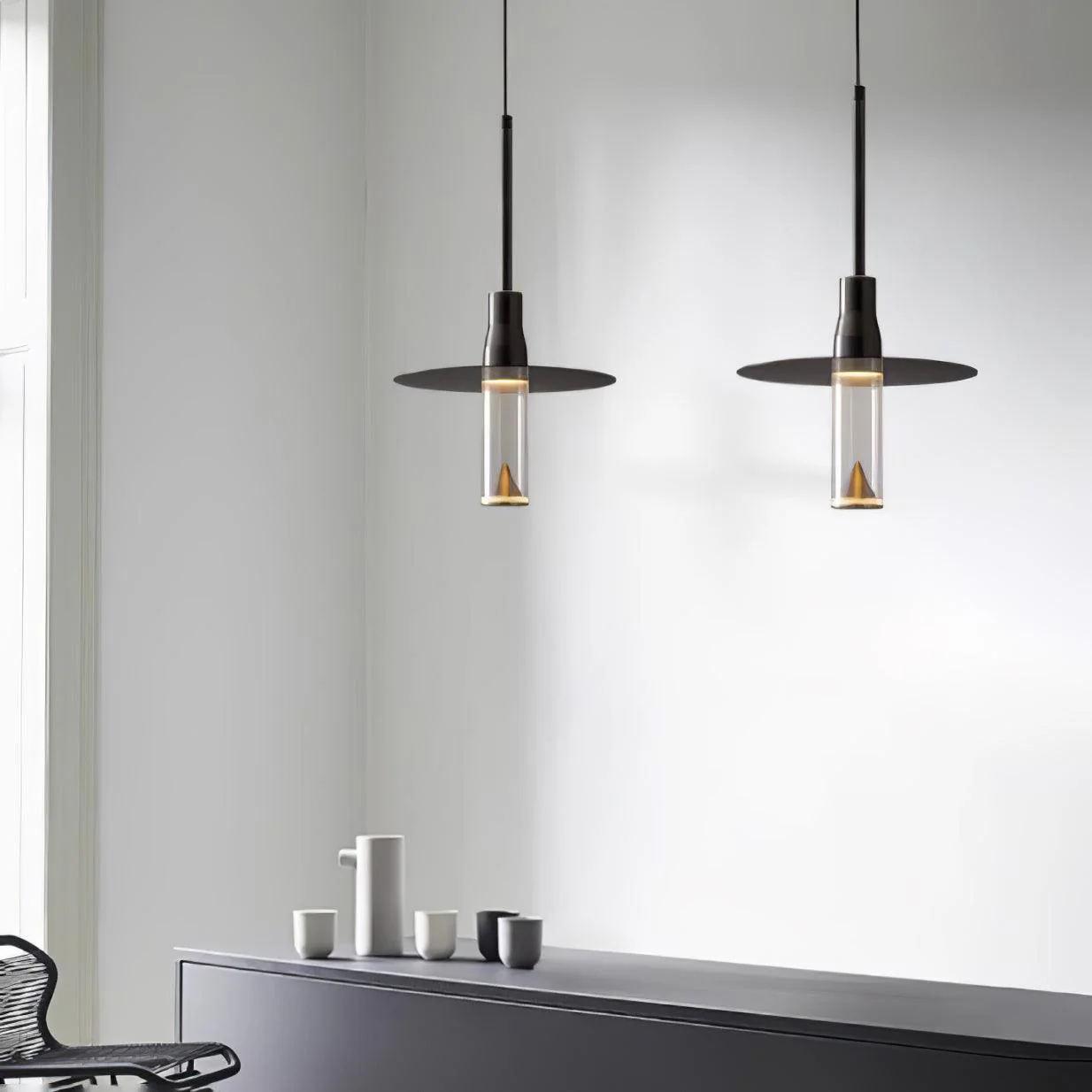 Solara Pendant Lamp Hat Plate Chrome Modern - Image 11