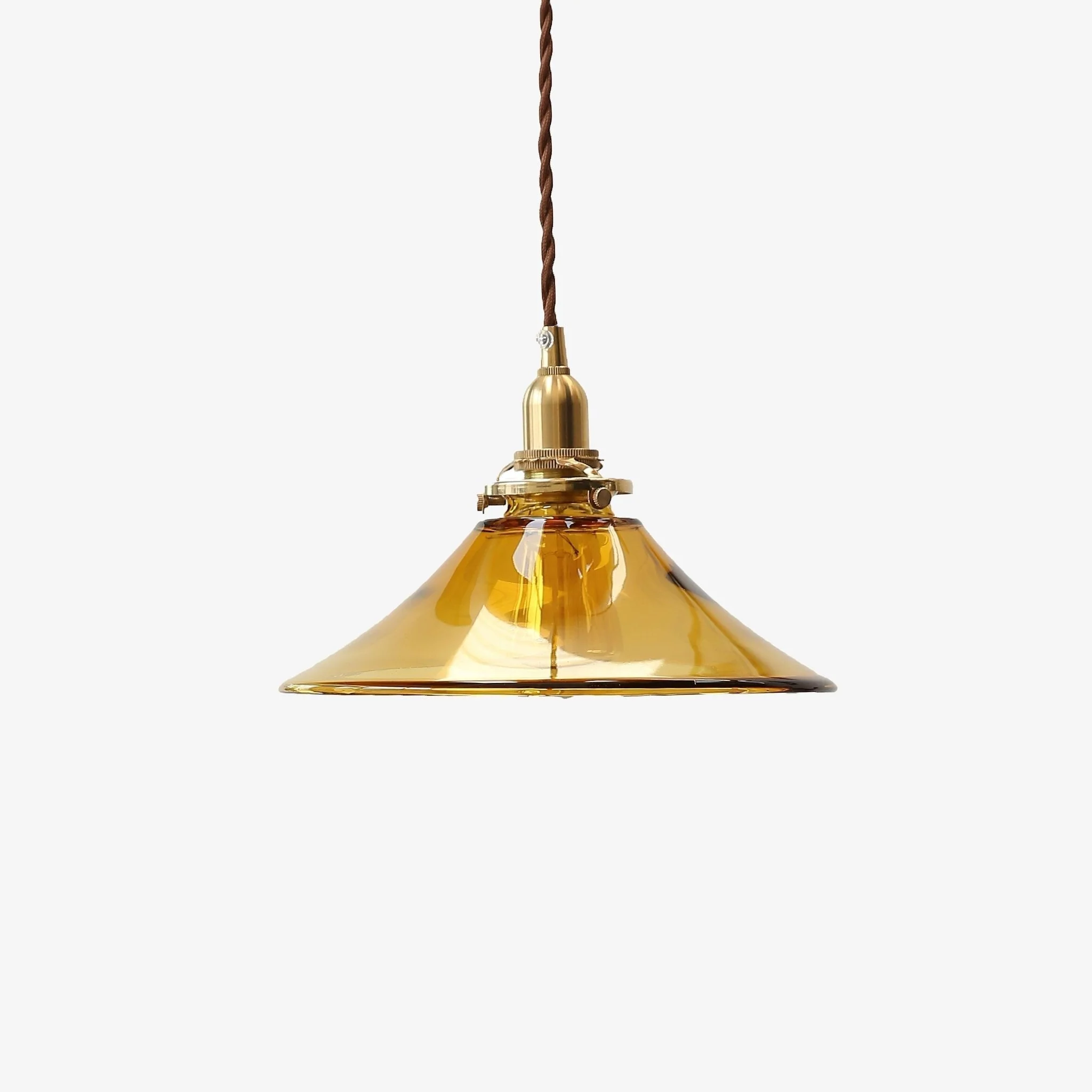 Solara Pendant Lamp Amber Glass Brass Vintage Dining - Image 14