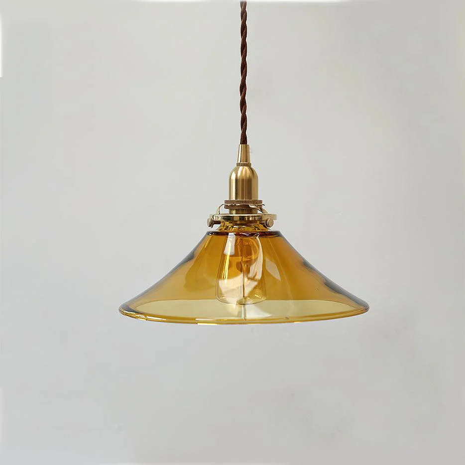 Solara Pendant Lamp Amber Glass Brass Vintage Dining - Image 2