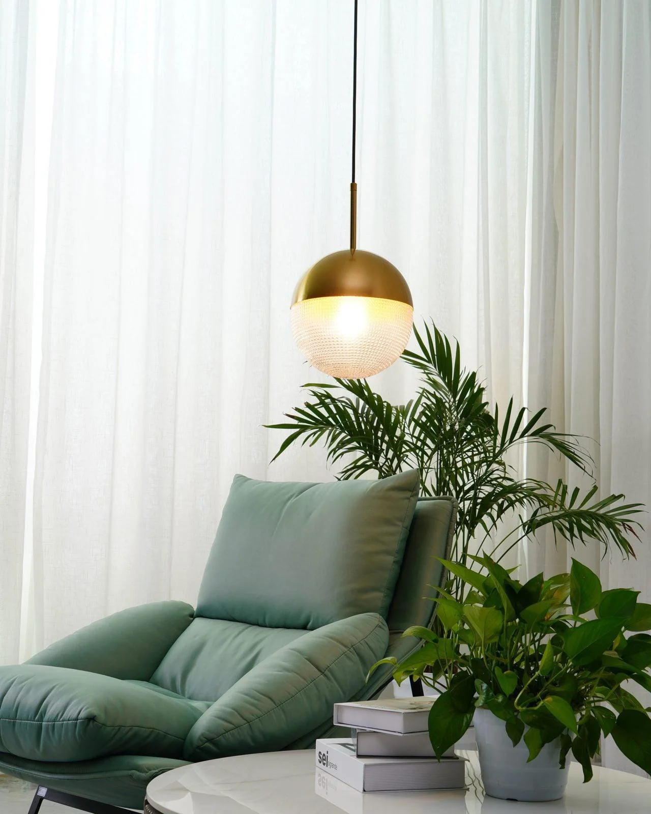 Solara Pendant Lamp Brass Glass Modern - Image 10