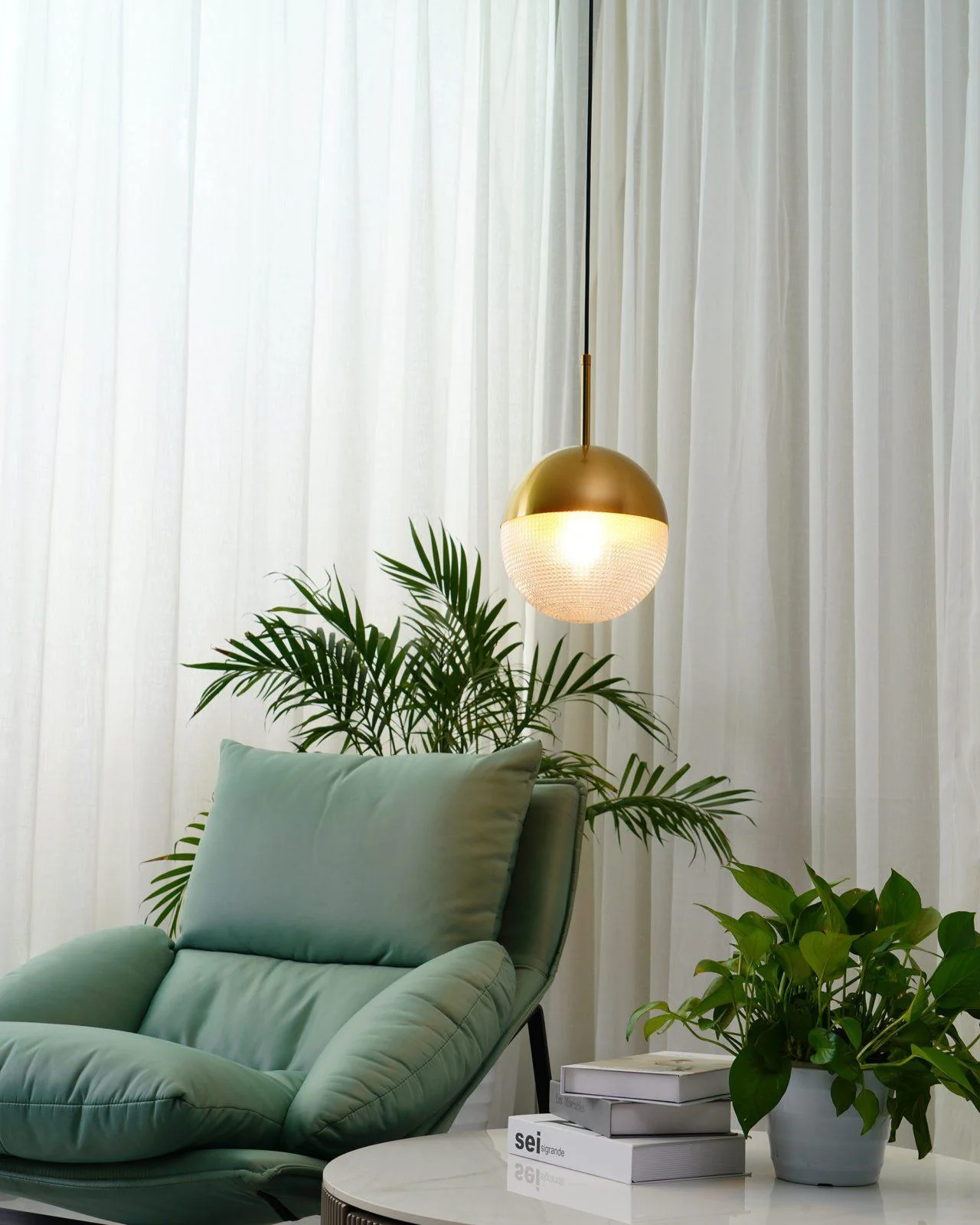 Solara Pendant Lamp Brass Glass Modern - Image 8