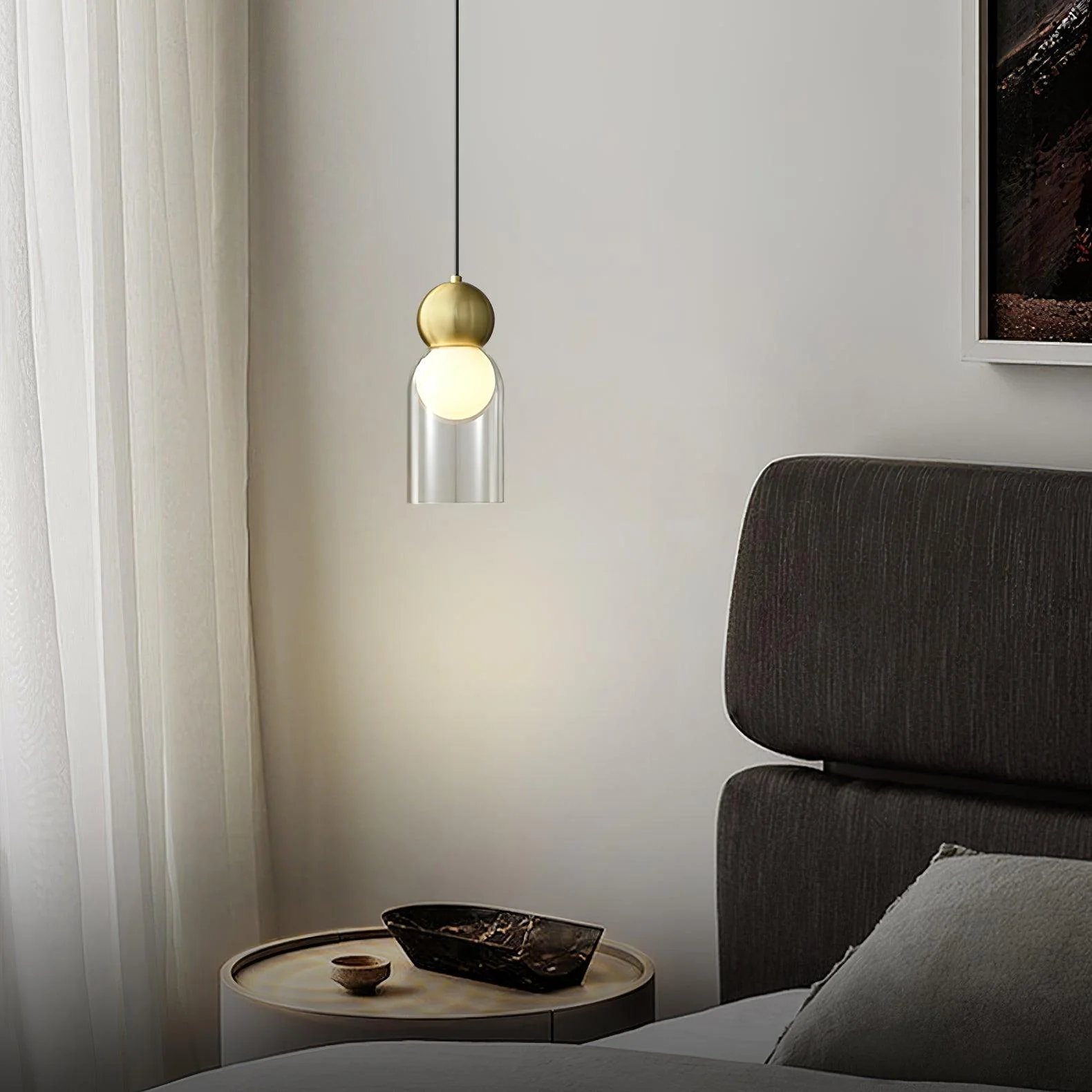 Solara Pendant Lamp Brass Glass Nordic Geometric - Image 16