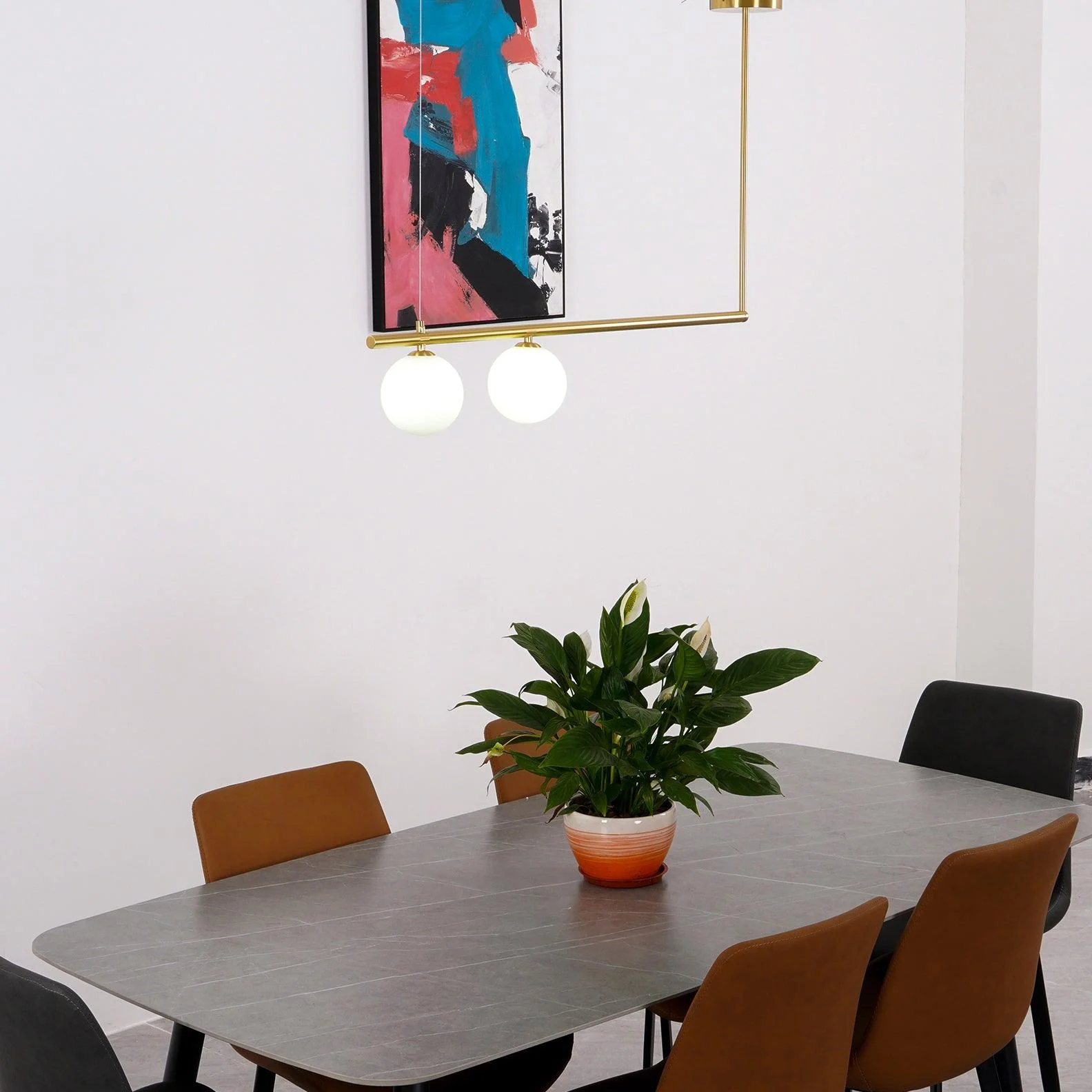 Solara Pendant Lamp Brass Linear Satellite Minimalist - Image 12