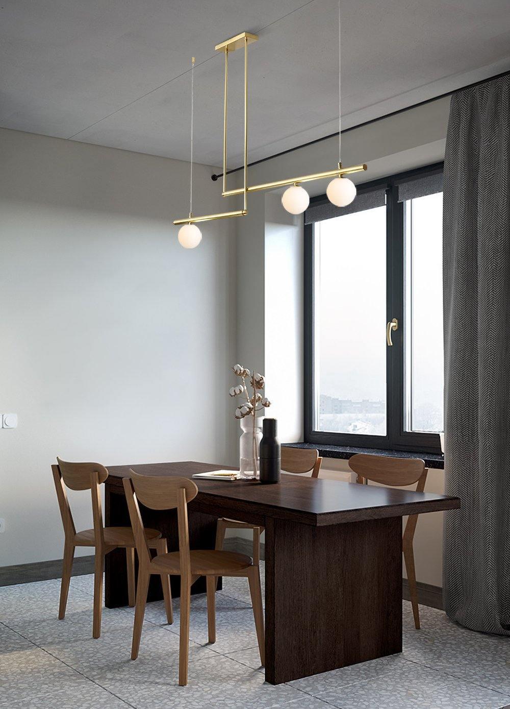 Solara Pendant Lamp Brass Linear Satellite Minimalist - Image 14