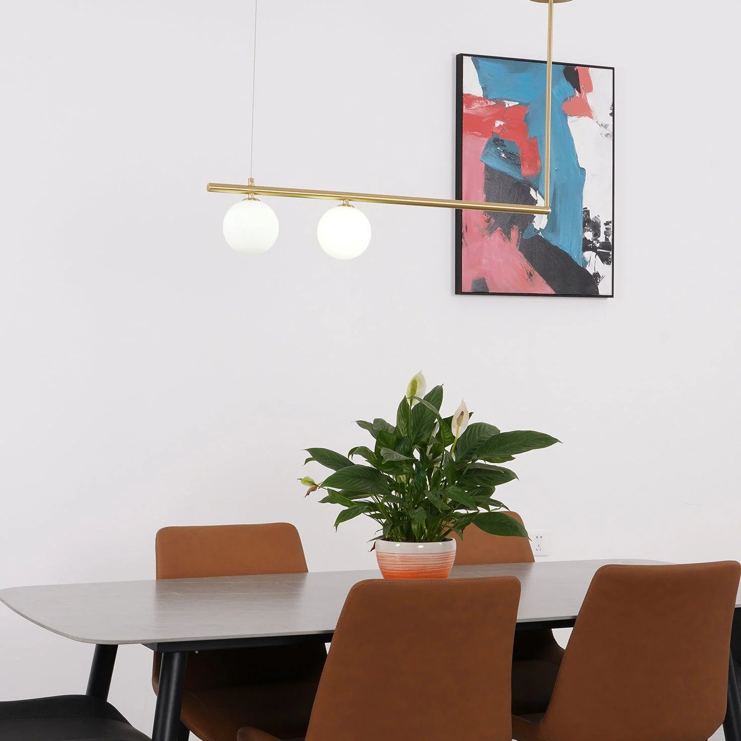 Solara Pendant Lamp Brass Linear Satellite Minimalist - Image 23