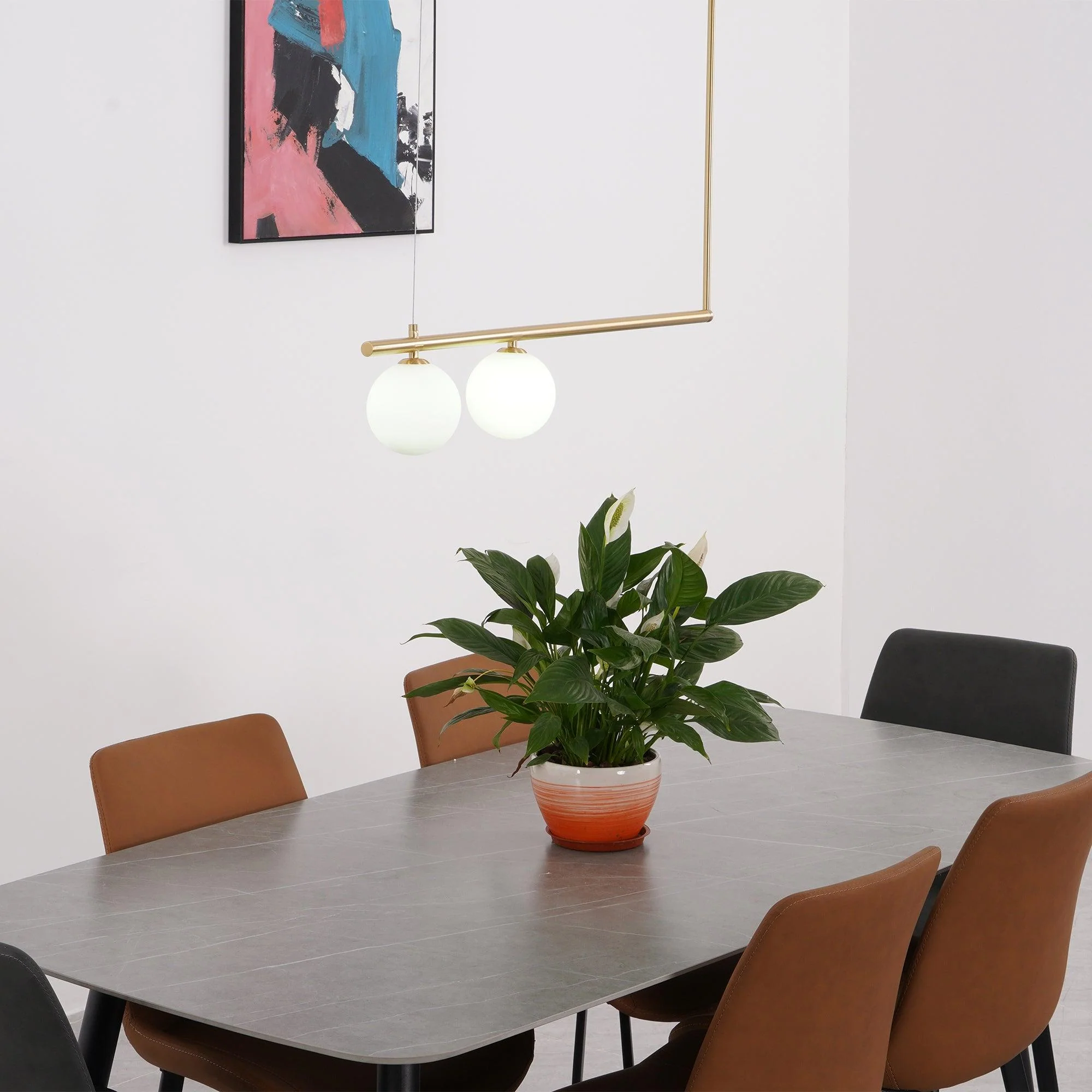 Solara Pendant Lamp Brass Linear Satellite Minimalist - Image 34