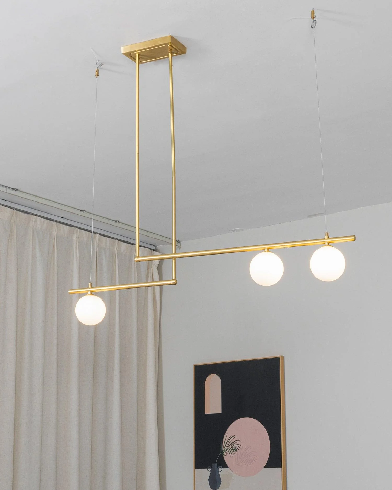 Solara Pendant Lamp Brass Linear Satellite Minimalist - Image 45