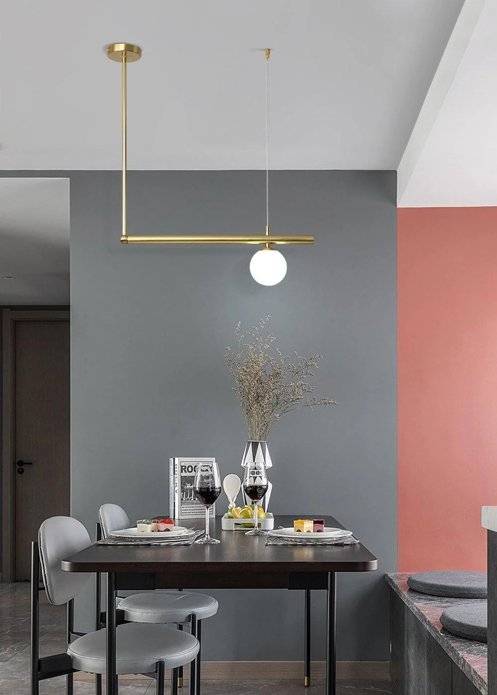 Solara Pendant Lamp Brass Linear Satellite Minimalist - Image 70