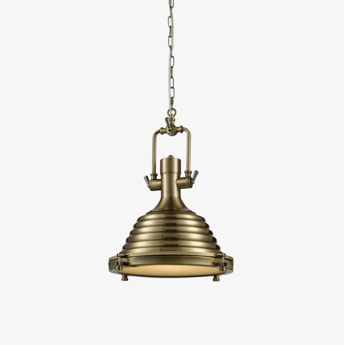 Solara Pendant Lamp Brass Ribbed Dome Industrial