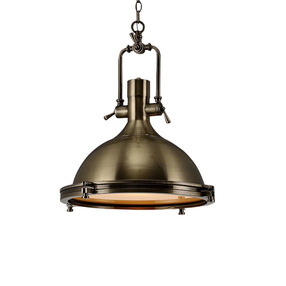 Solara Pendant Lamp Brass Ribbed Dome Industrial - Image 35