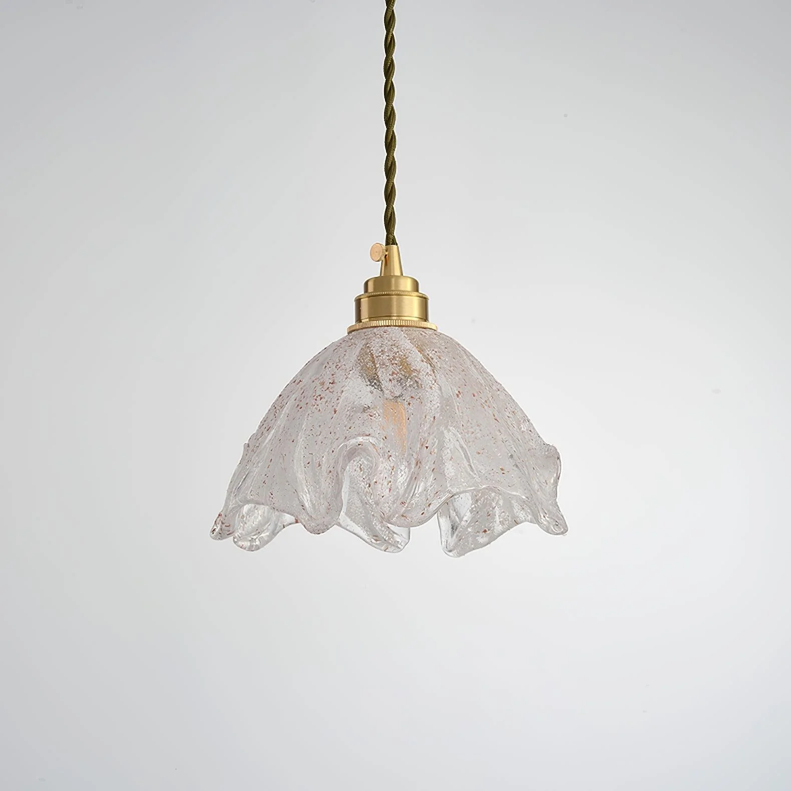 Solara Pendant Lamp Brass Ruffled Glass Lotus Vintage - Image 10