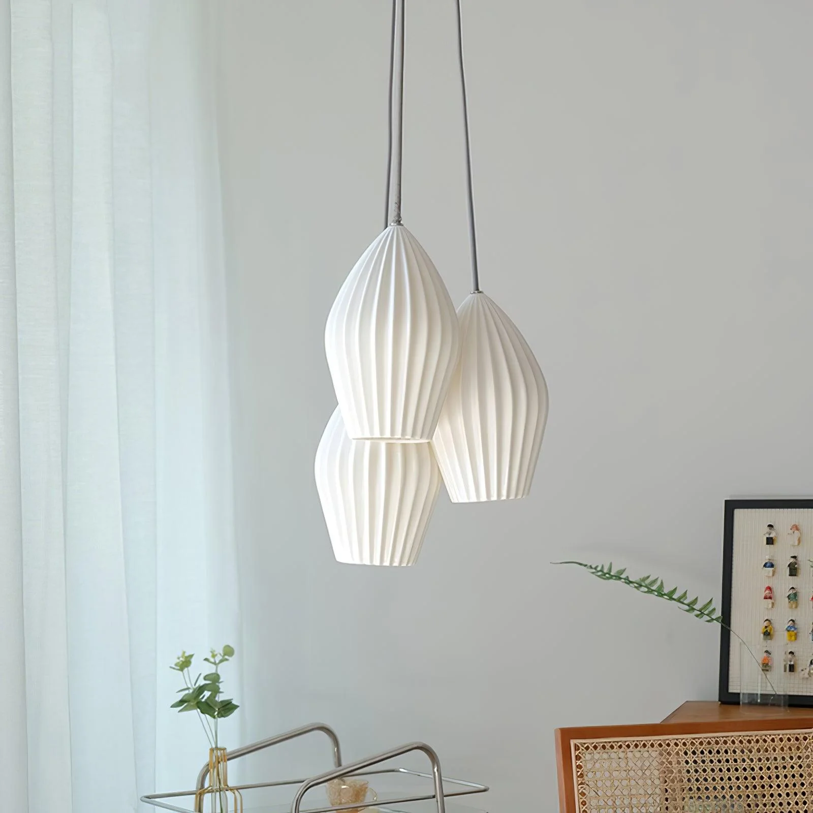 Solara Pendant Lamp Ceramic Ribbed Bone China Elegant - Image 16