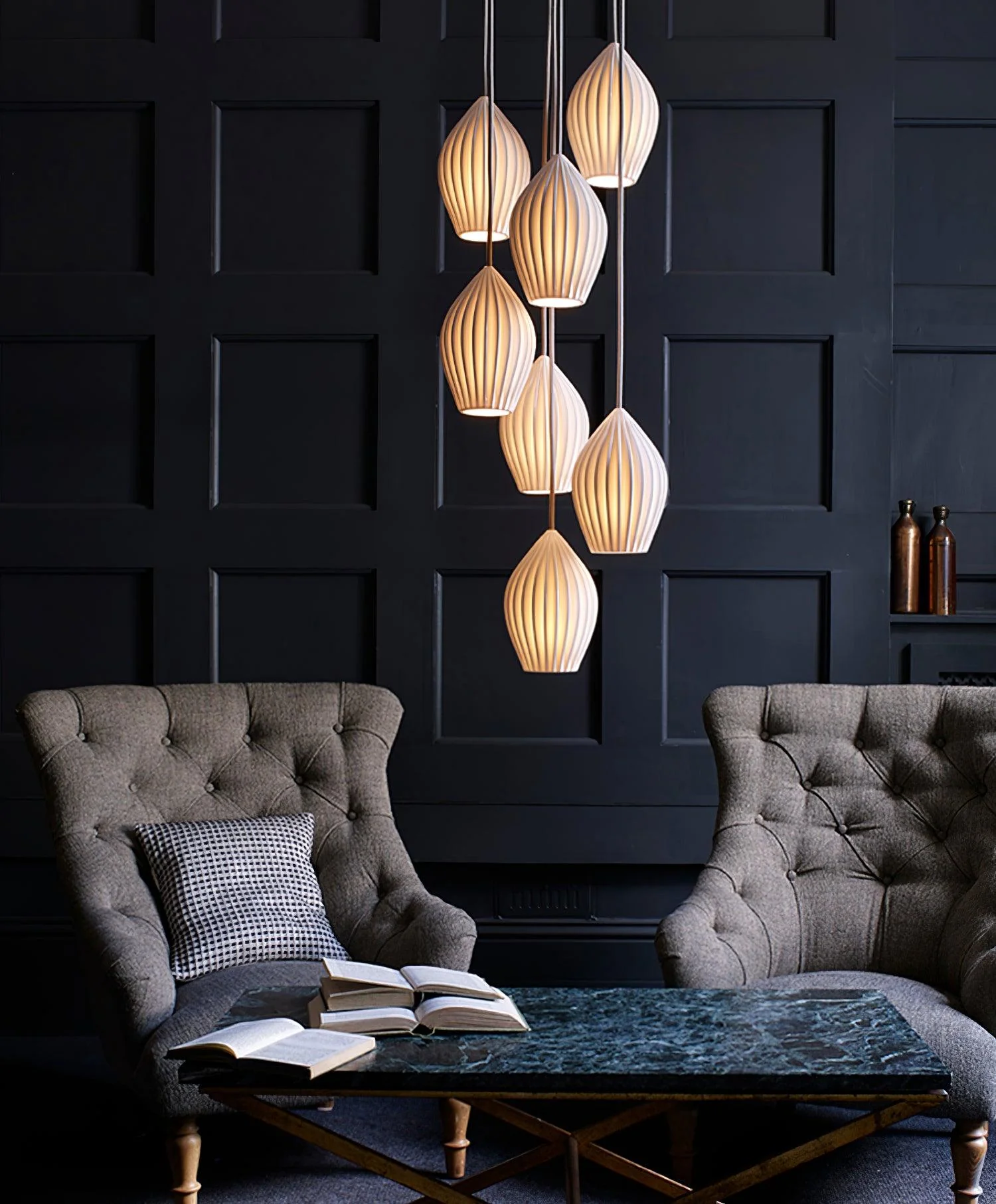 Solara Pendant Lamp Ceramic Ribbed Bone China Elegant - Image 25
