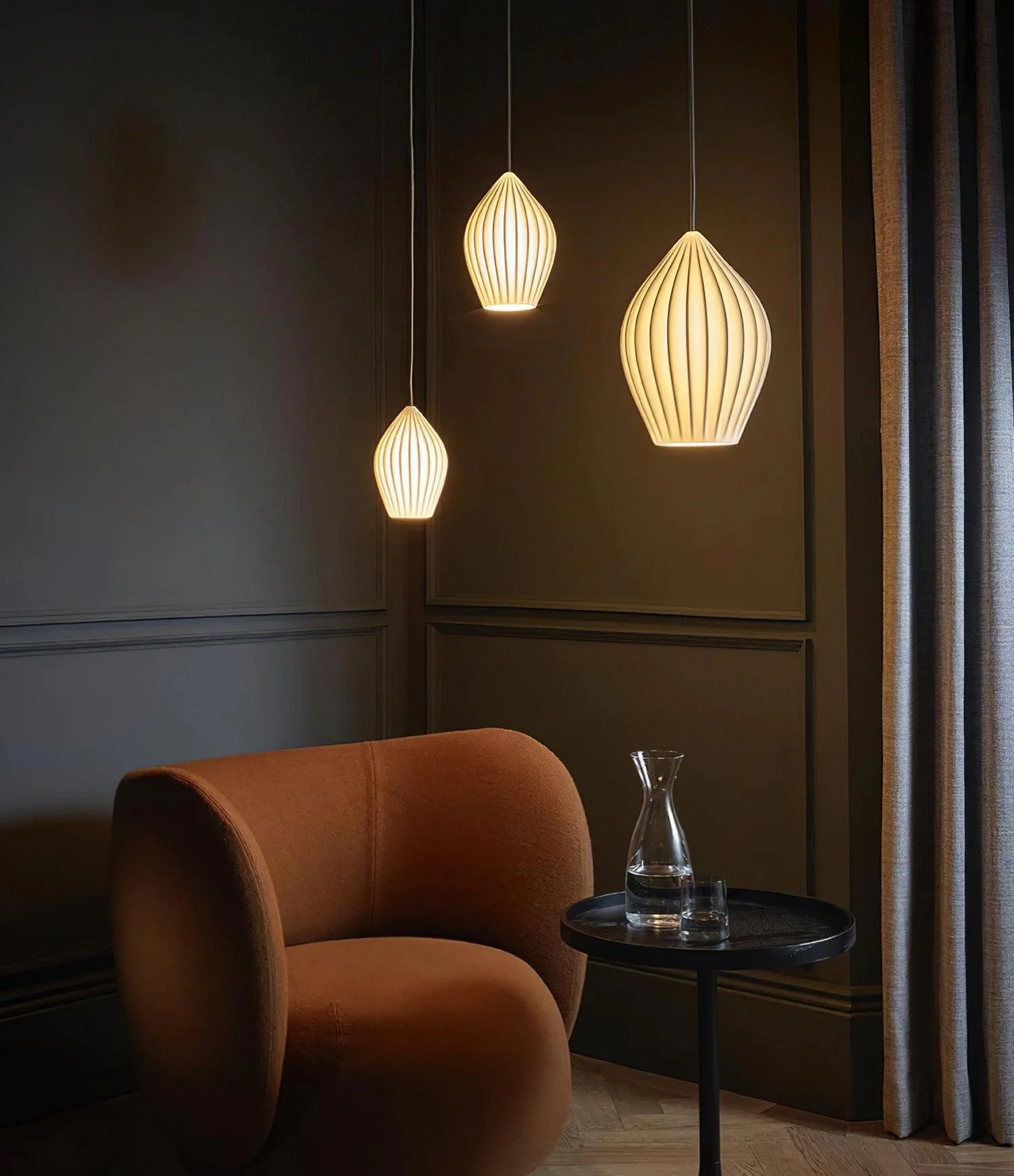 Solara Pendant Lamp Ceramic Ribbed Bone China Elegant - Image 26