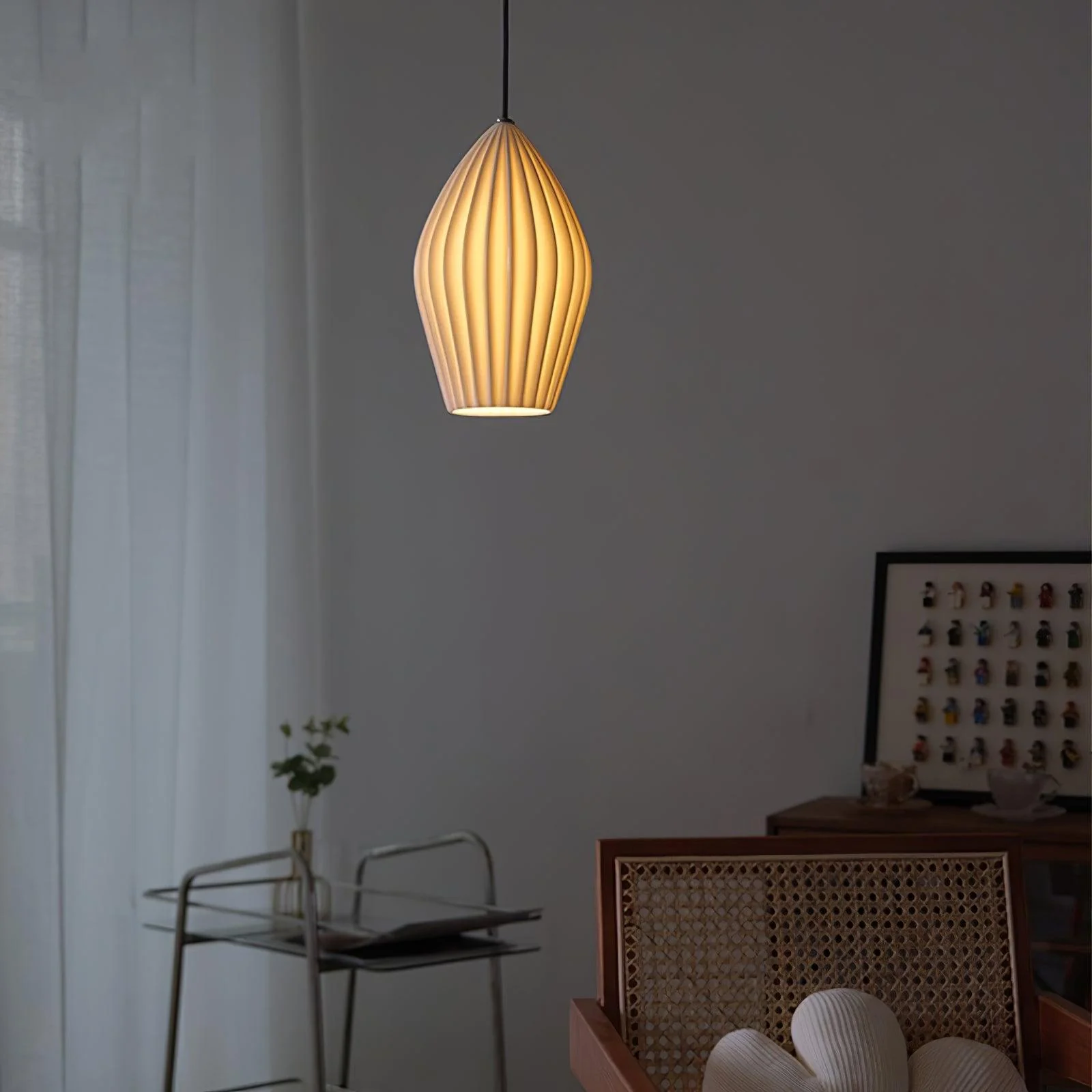 Solara Pendant Lamp Ceramic Ribbed Bone China Elegant - Image 27