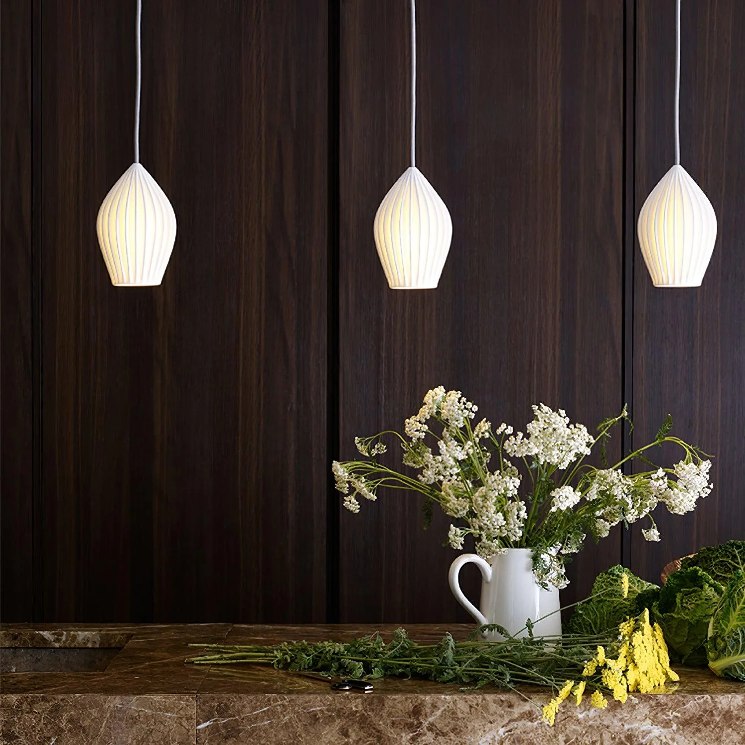 Solara Pendant Lamp Ceramic Ribbed Bone China Elegant - Image 29