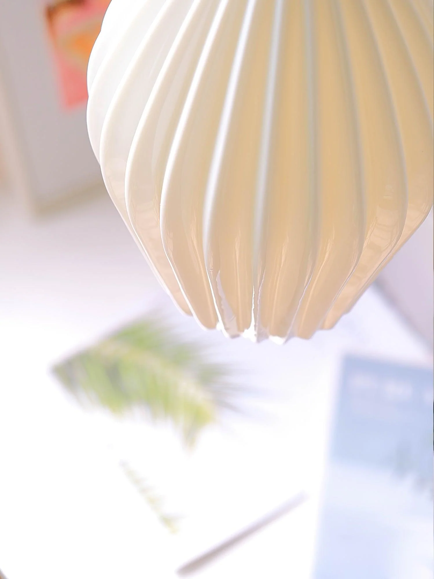 Solara Pendant Lamp Ceramic Ribbed Bone China Elegant - Image 3
