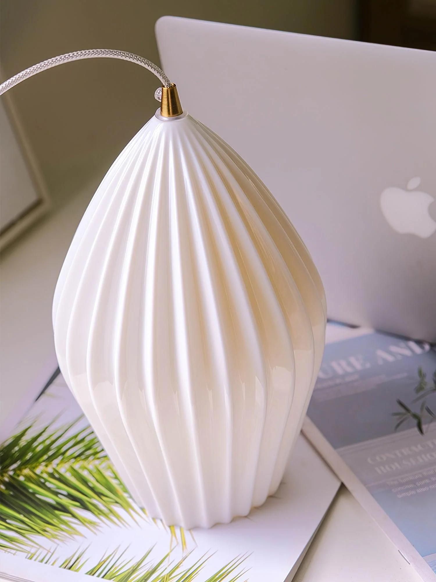 Solara Pendant Lamp Ceramic Ribbed Bone China Elegant - Image 30