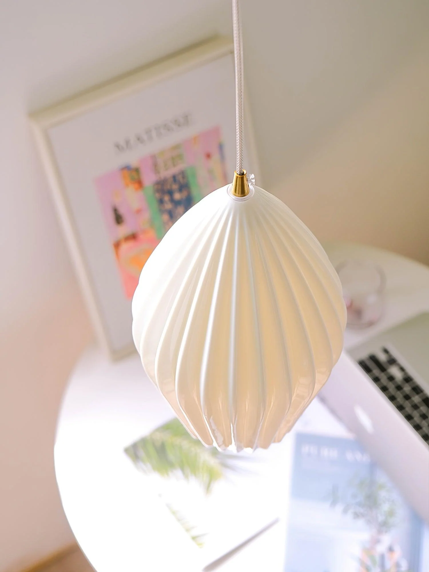 Solara Pendant Lamp Ceramic Ribbed Bone China Elegant - Image 32