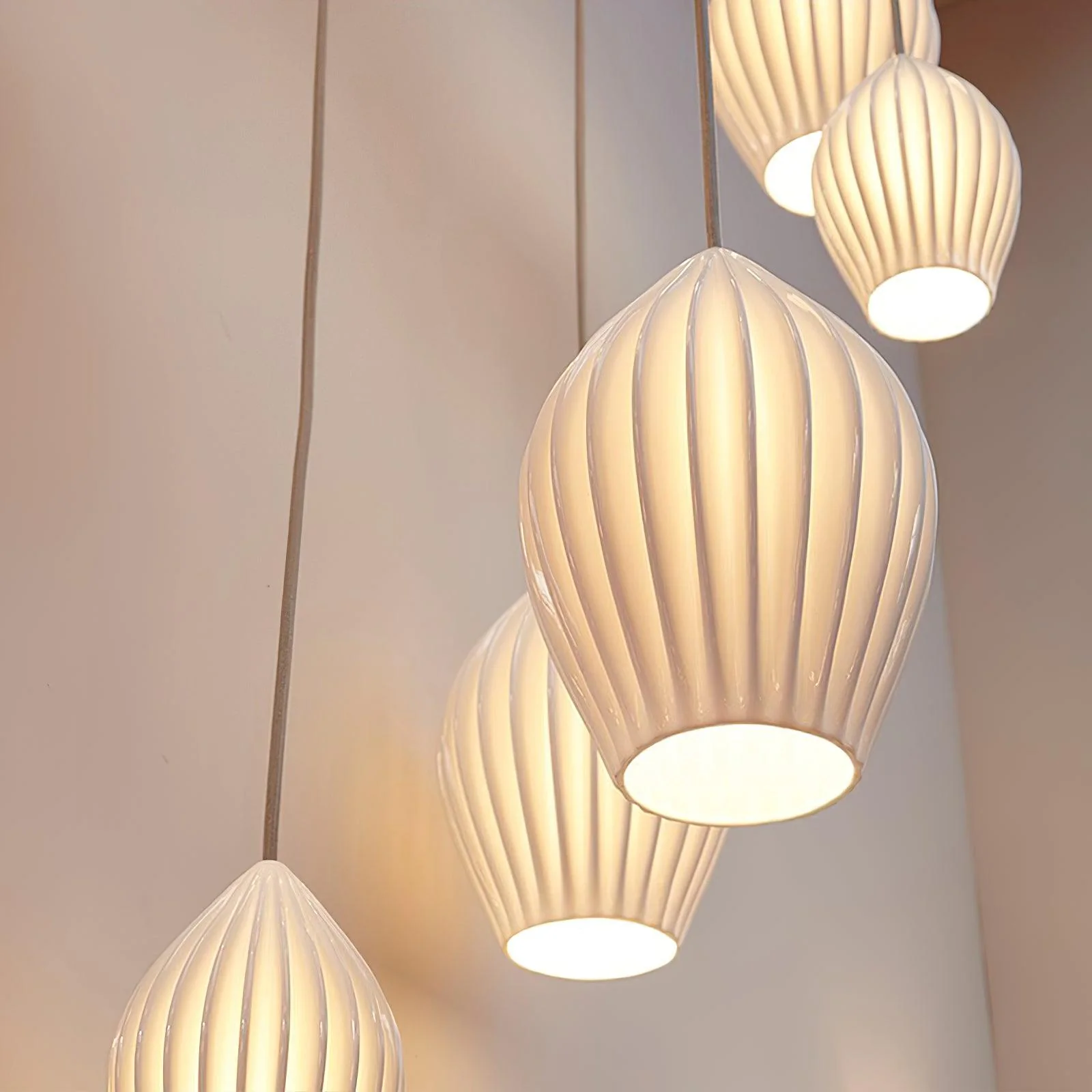 Solara Pendant Lamp Ceramic Ribbed Bone China Elegant - Image 8