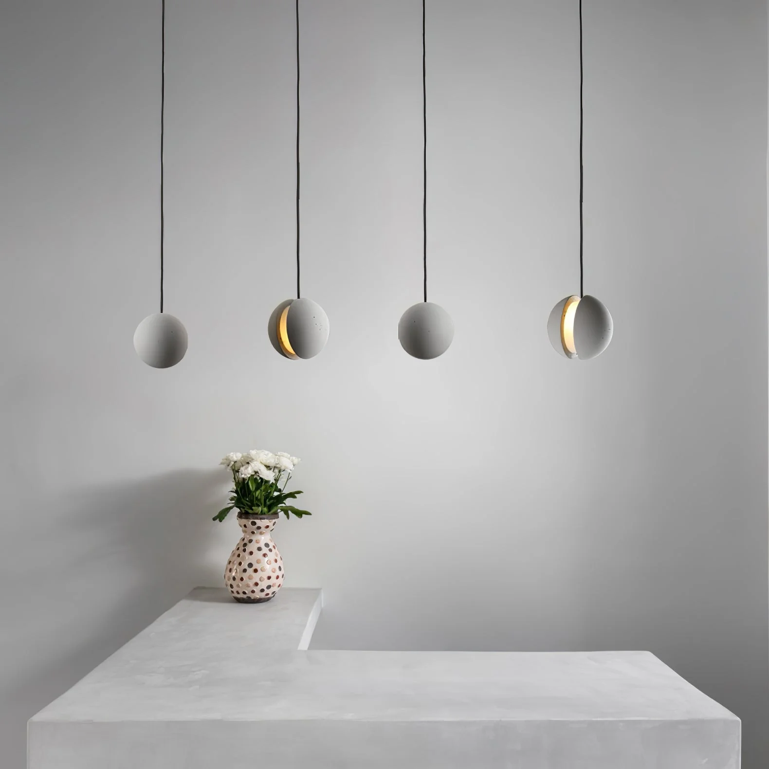 Solara Pendant Lamp Concrete Sphere Moon Minimalist - Image 23