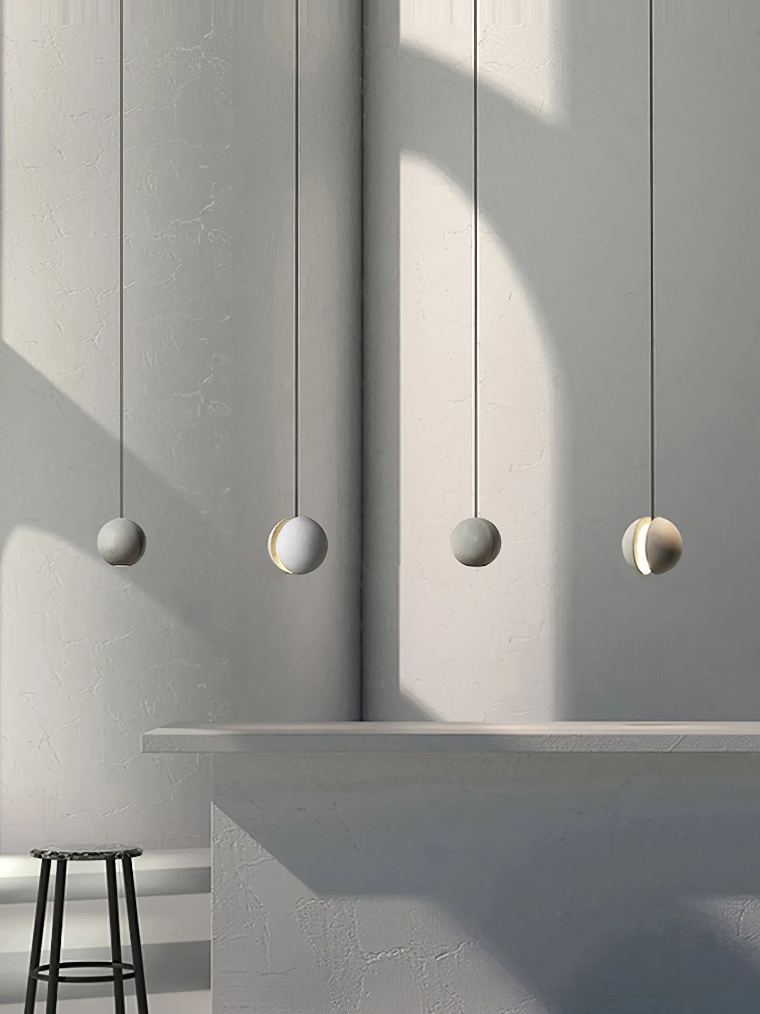 Solara Pendant Lamp Concrete Sphere Moon Minimalist - Image 28