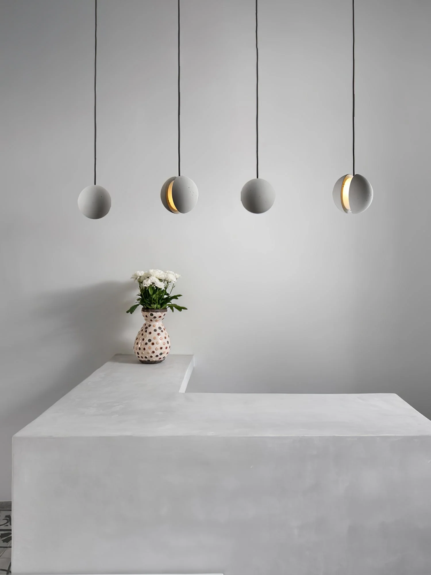 Solara Pendant Lamp Concrete Sphere Moon Minimalist - Image 40