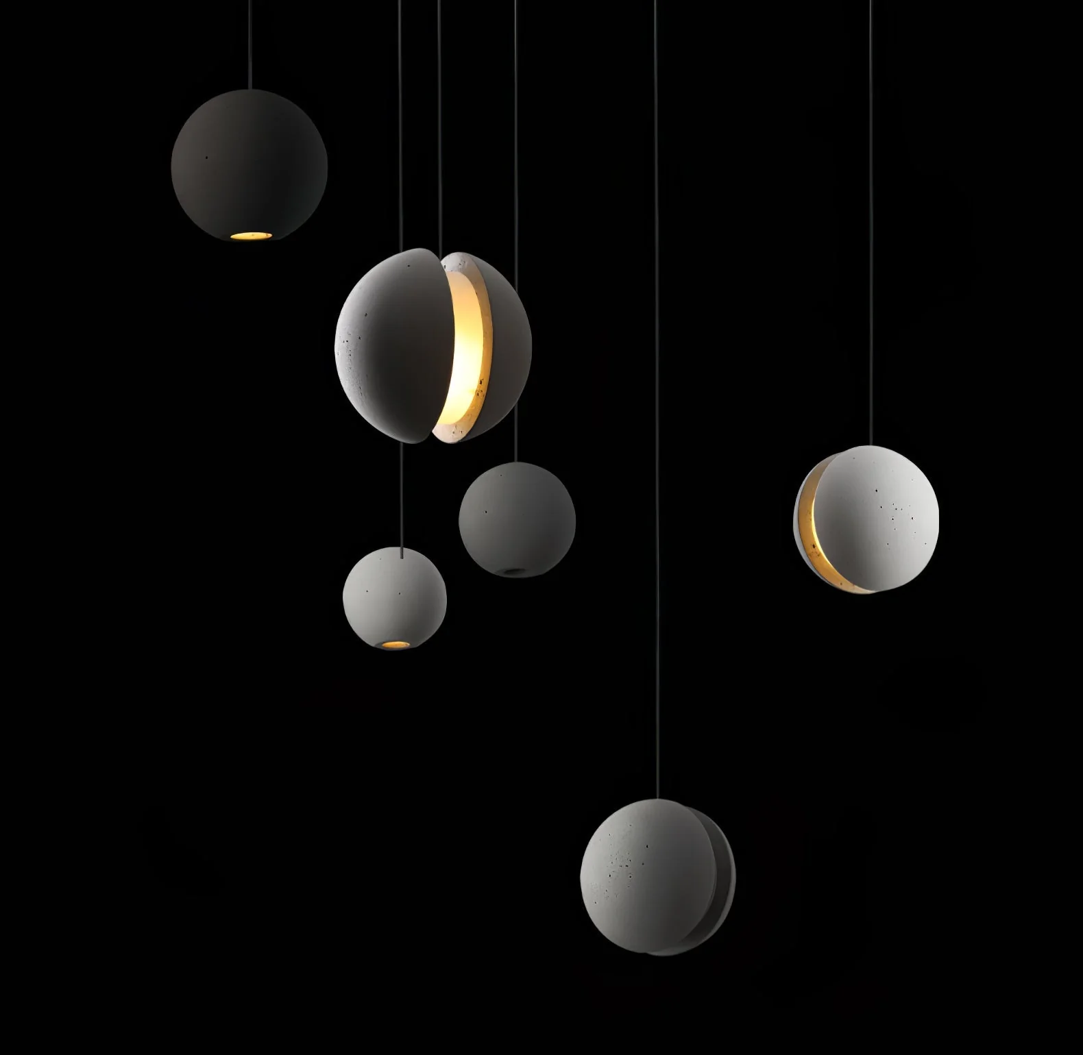 Solara Pendant Lamp Concrete Sphere Moon Minimalist - Image 52