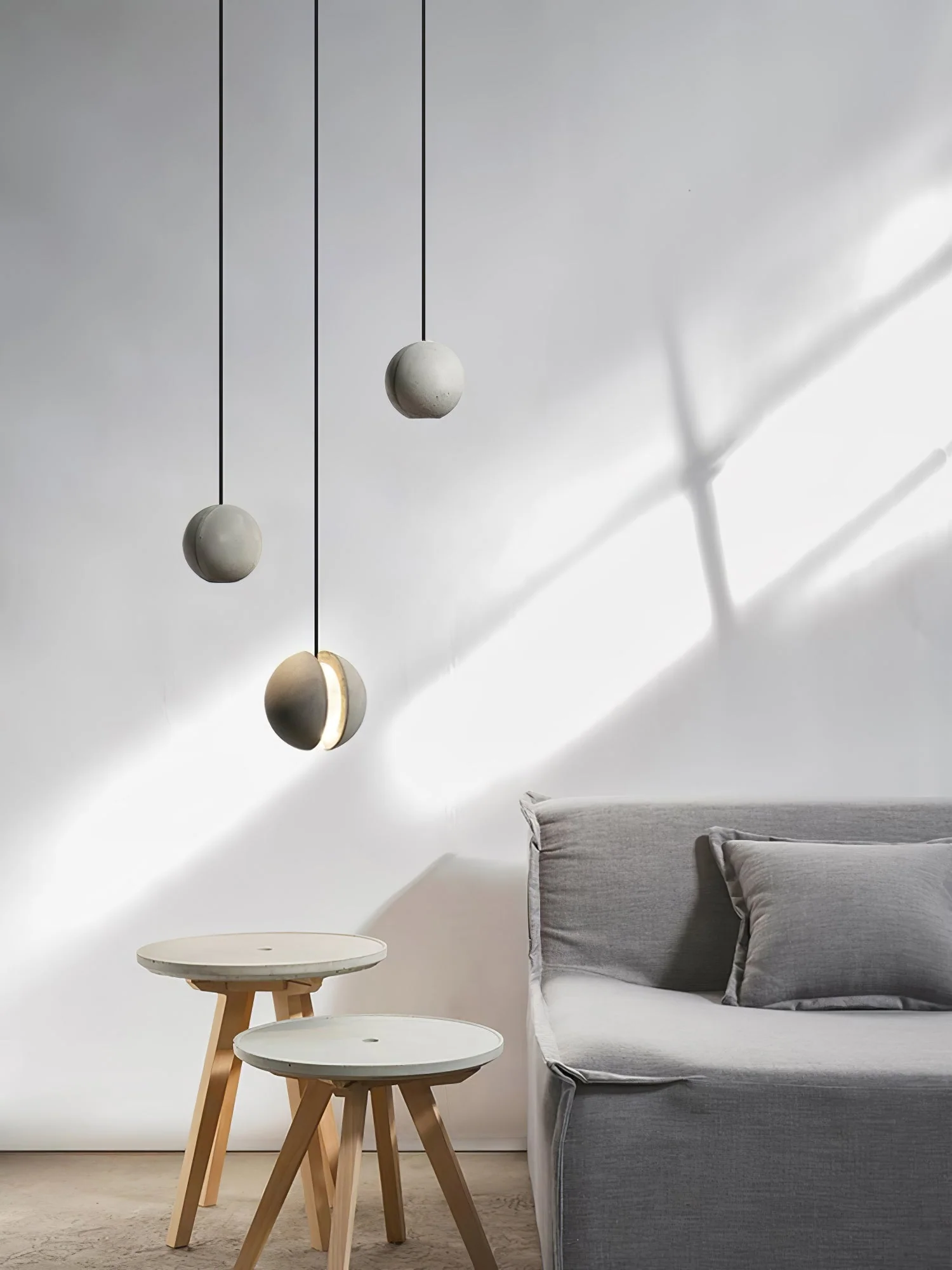 Solara Pendant Lamp Concrete Sphere Moon Minimalist - Image 72