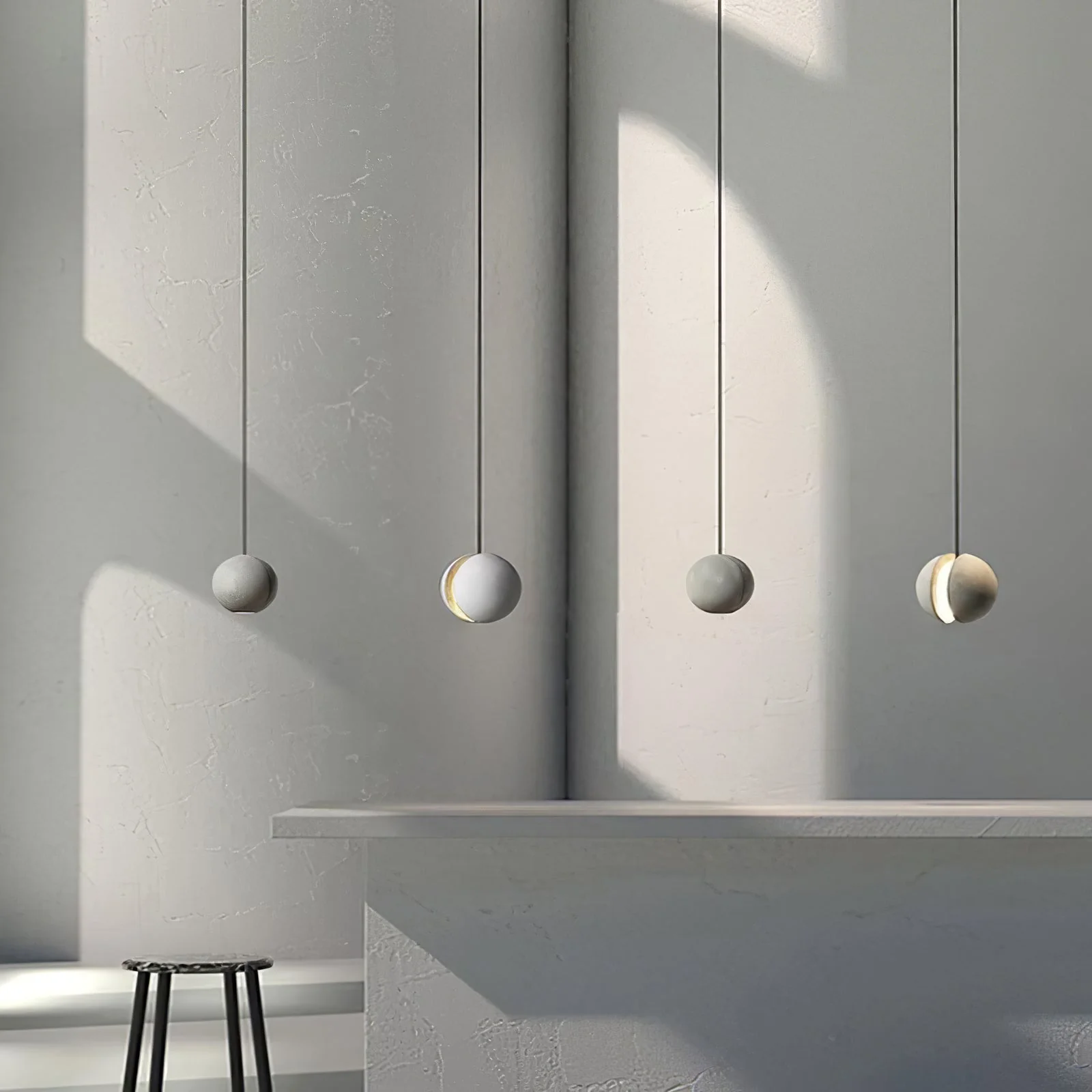 Solara Pendant Lamp Concrete Sphere Moon Minimalist - Image 76