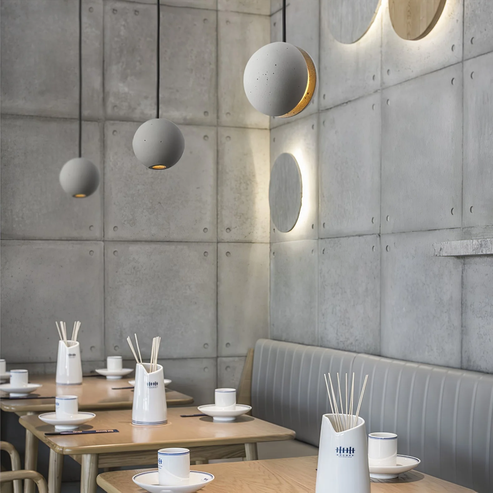 Solara Pendant Lamp Concrete Sphere Moon Minimalist - Image 88