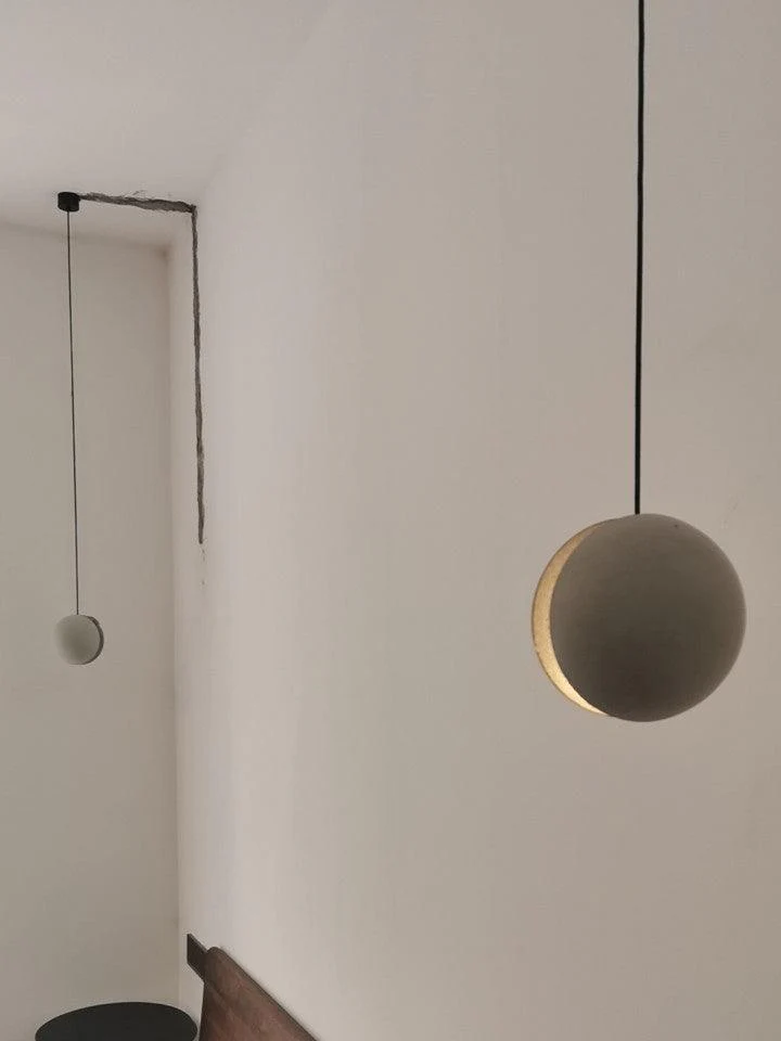 Solara Pendant Lamp Concrete Sphere Moon Minimalist - Image 9