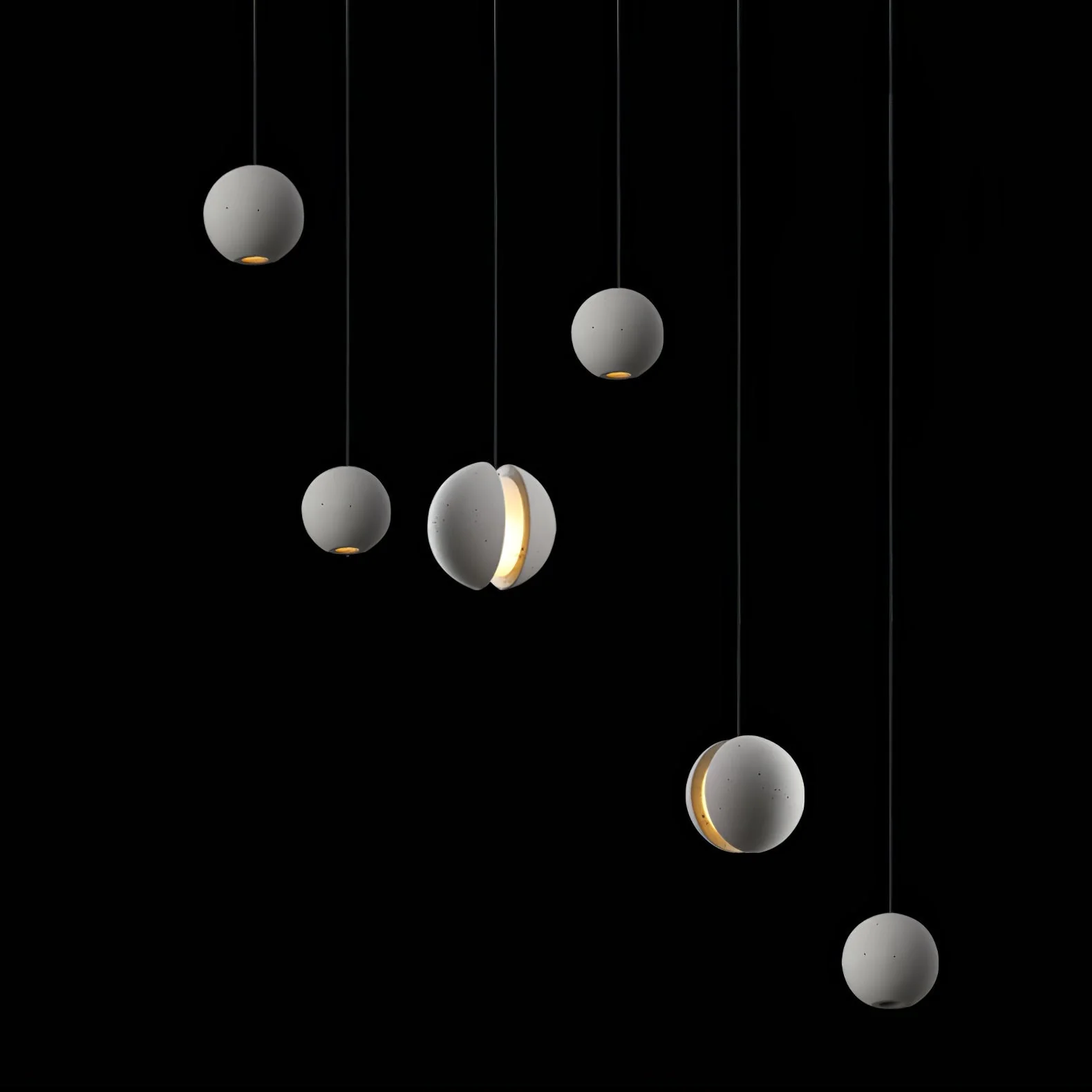 Solara Pendant Lamp Concrete Sphere Moon Minimalist - Image 90