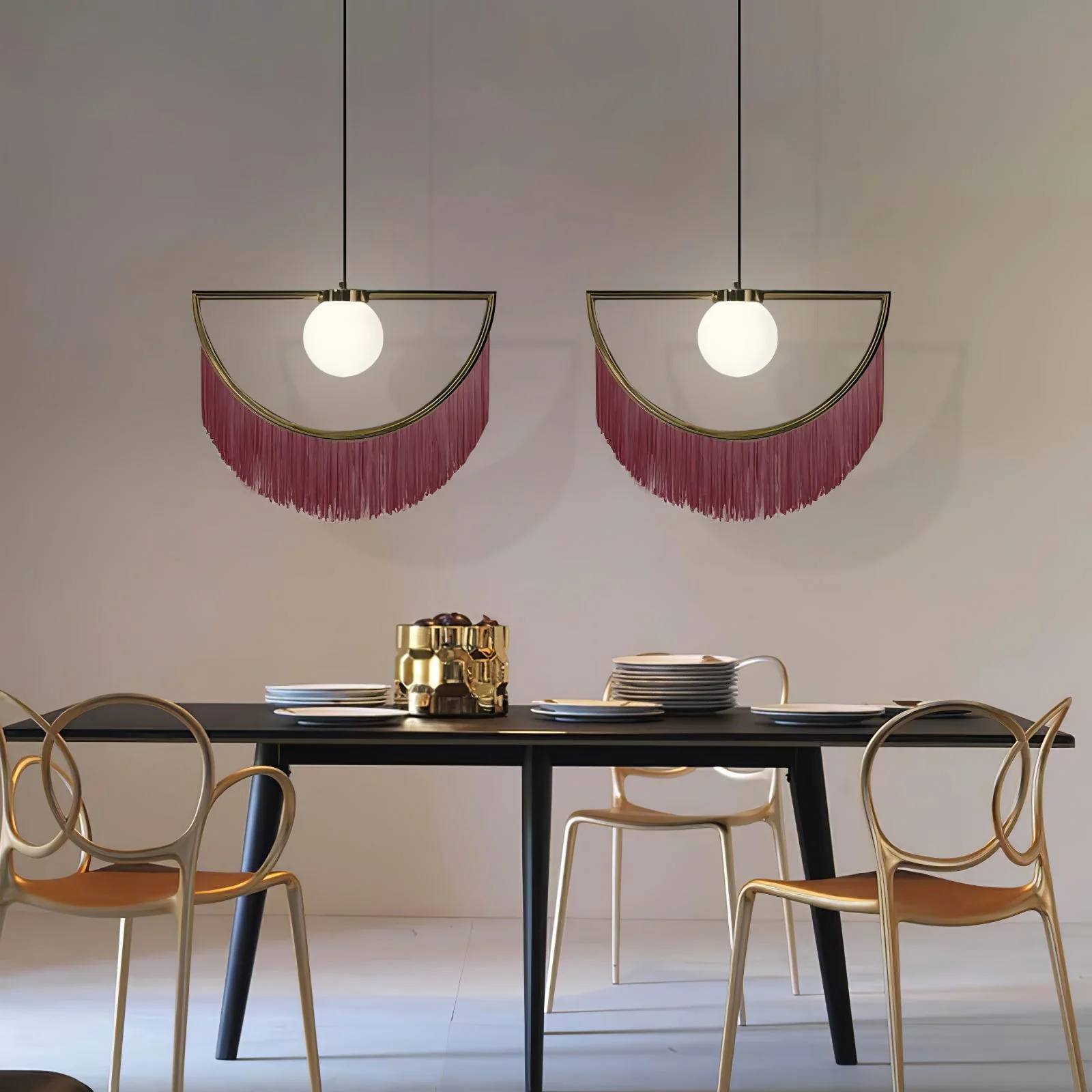 Solara Pendant Lamp Fabric Fringe Globe Retro Bohemian - Image 28