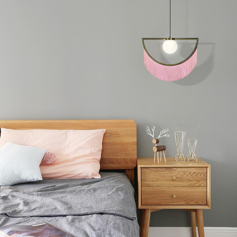 Solara Pendant Lamp Fabric Fringe Globe Retro Bohemian - Image 3