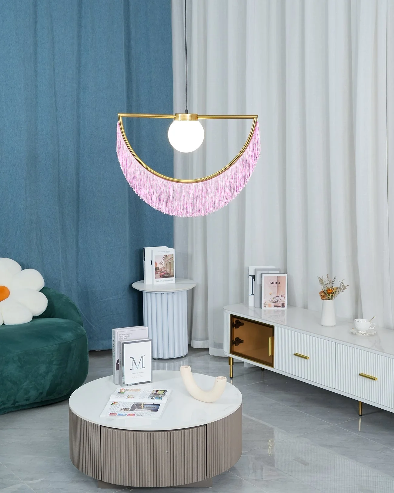 Solara Pendant Lamp Fabric Fringe Globe Retro Bohemian - Image 34