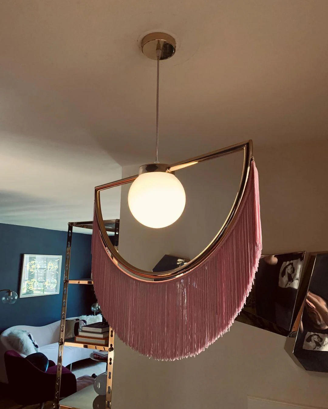 Solara Pendant Lamp Fabric Fringe Globe Retro Bohemian - Image 43