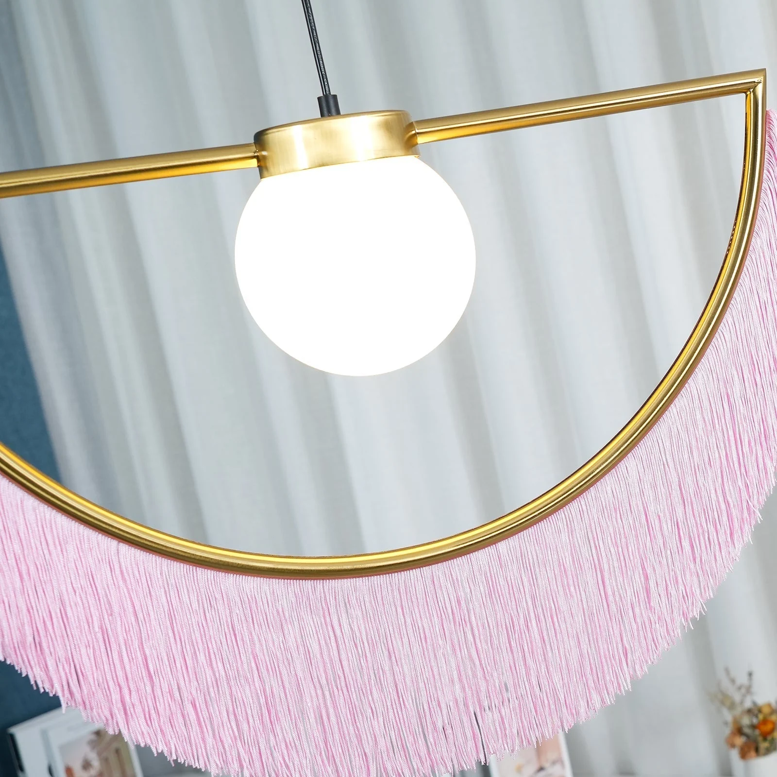 Solara Pendant Lamp Fabric Fringe Globe Retro Bohemian - Image 45