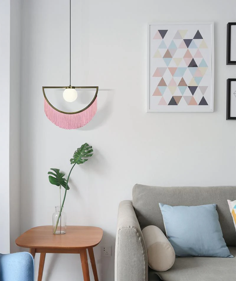 Solara Pendant Lamp Fabric Fringe Globe Retro Bohemian - Image 5