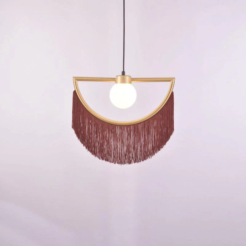 Solara Pendant Lamp Fabric Fringe Globe Retro Bohemian - Image 70