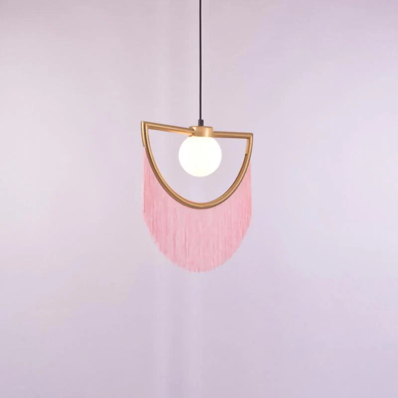 Solara Pendant Lamp Fabric Fringe Globe Retro Bohemian - Image 72