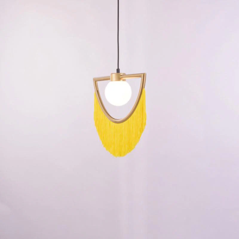 Solara Pendant Lamp Fabric Fringe Globe Retro Bohemian - Image 98