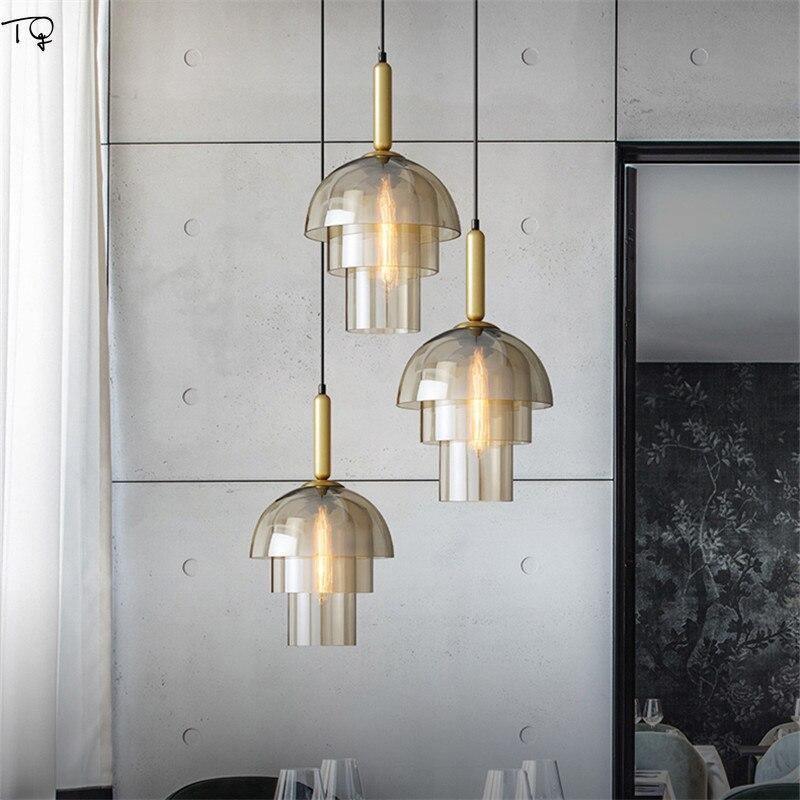 Solara Pendant Lamp Glass Cognac Dome Brass Mid Century - Image 28