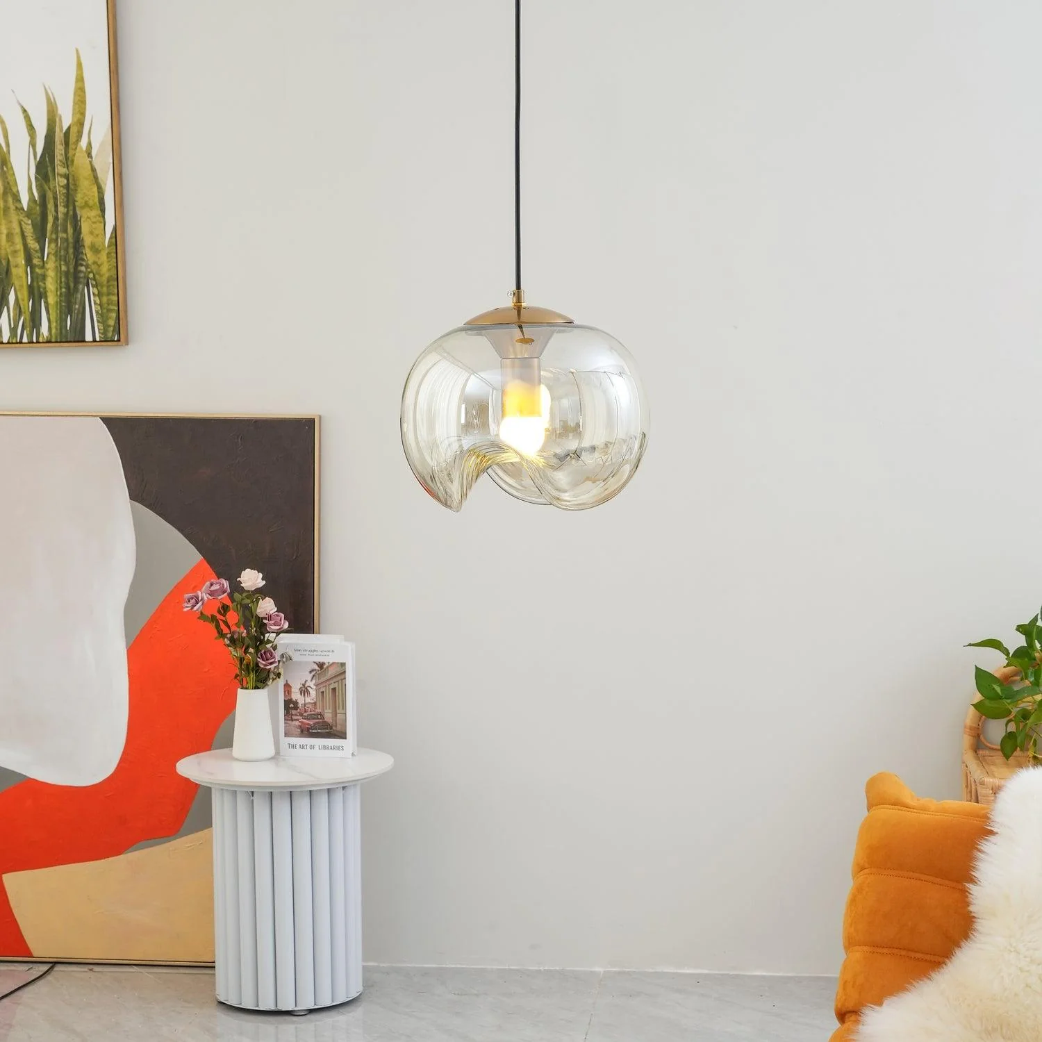 Solara Pendant Lamp Glass Wave Mid Century Vintage - Image 21