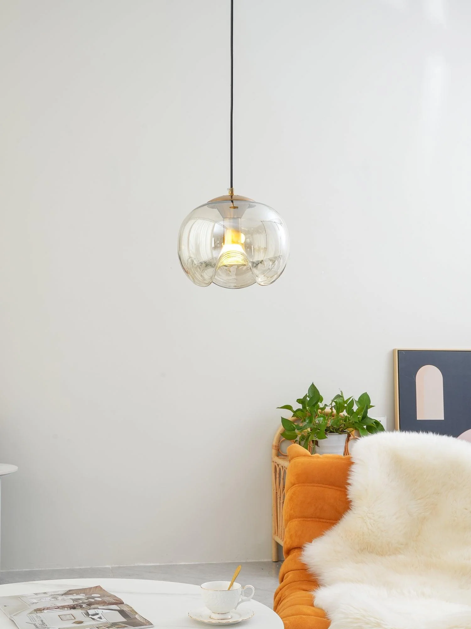Solara Pendant Lamp Glass Wave Mid Century Vintage - Image 26