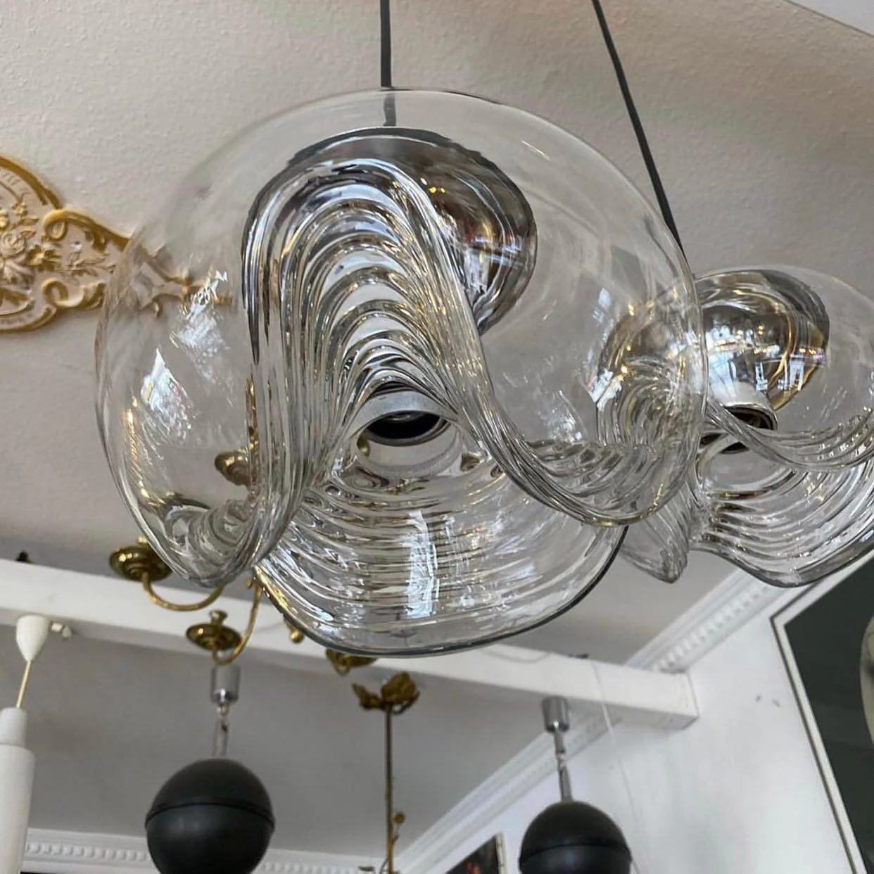 Solara Pendant Lamp Glass Wave Mid Century Vintage - Image 7