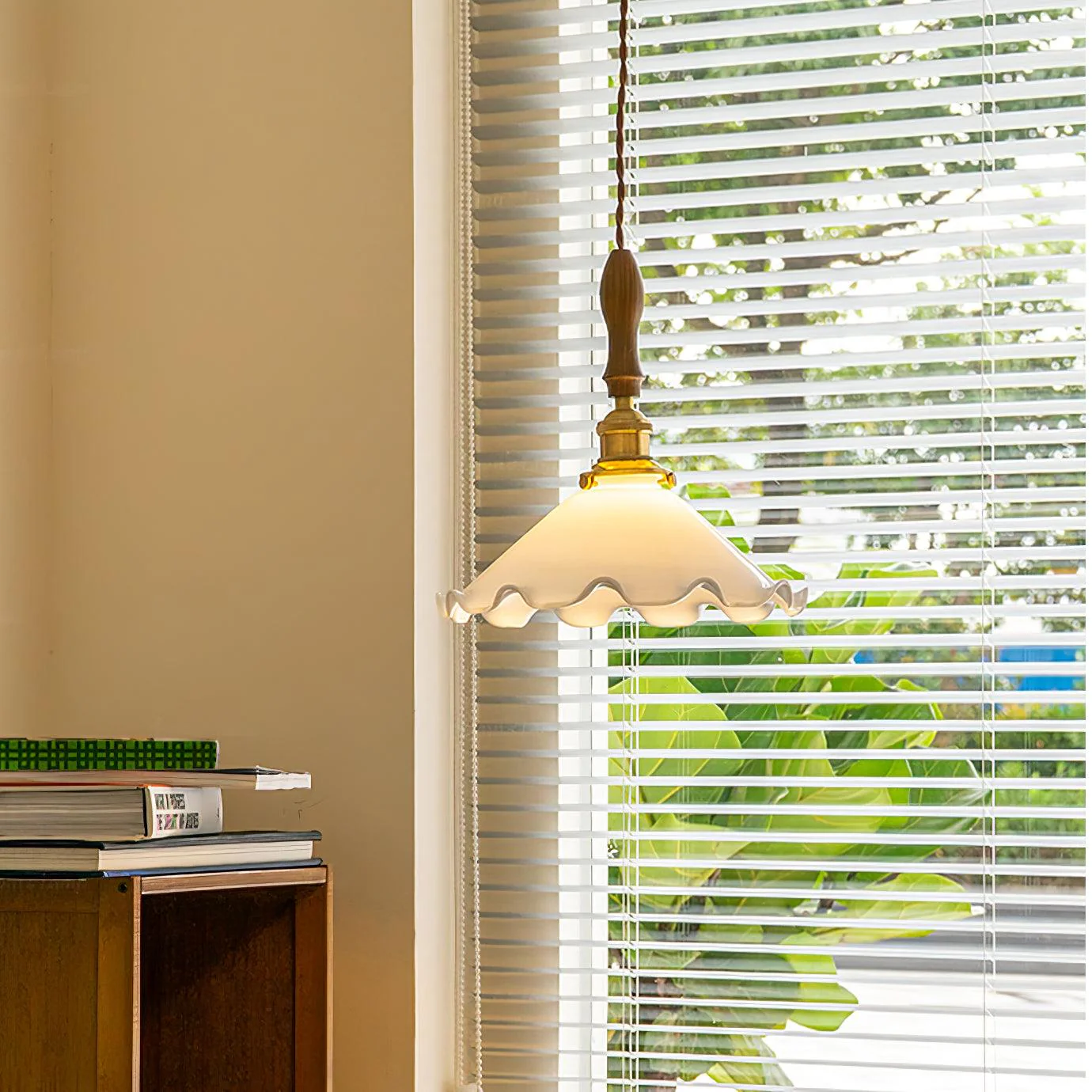 Solara Pendant Lamp Glass Wavy Shade Vintage Living Room - Image 17