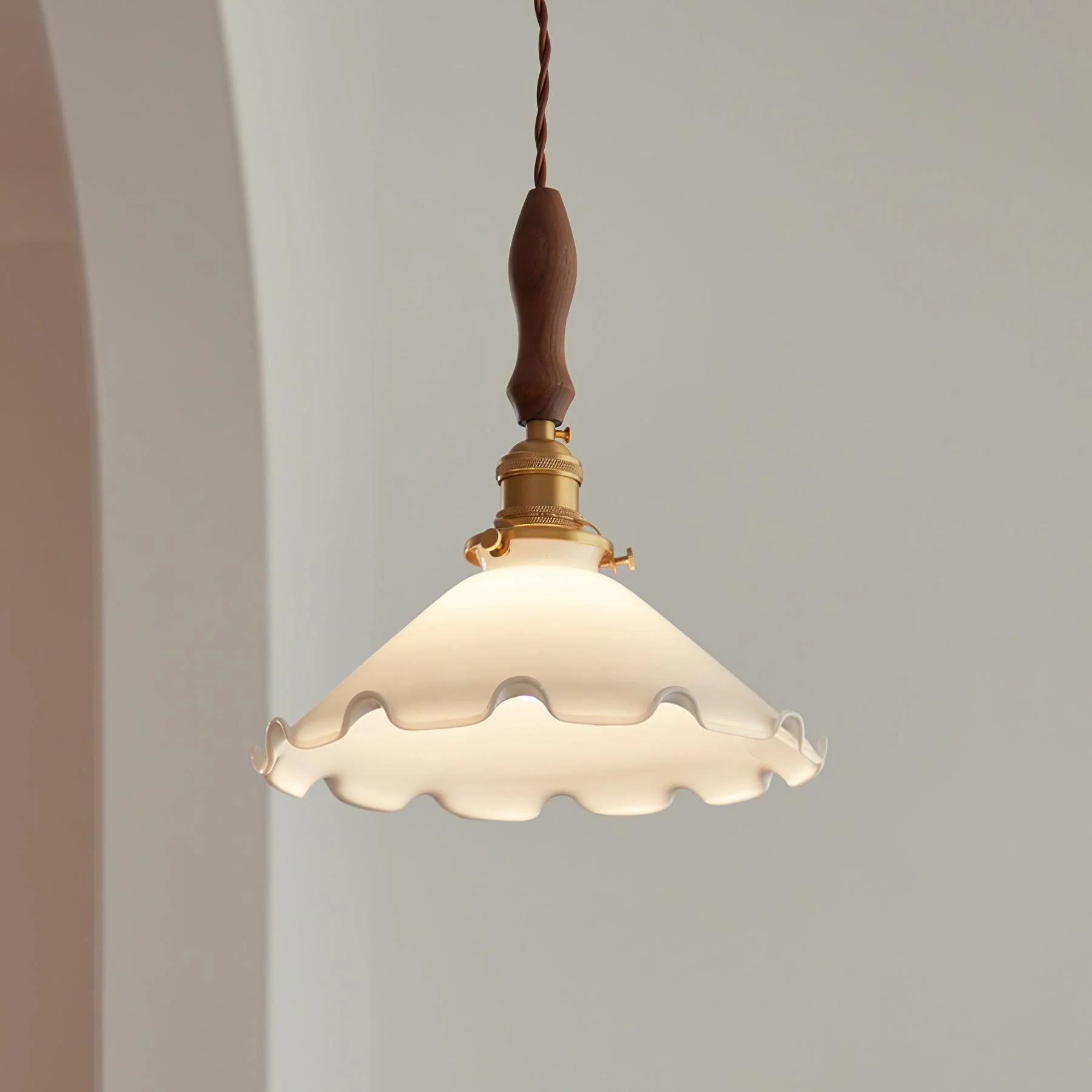 Solara Pendant Lamp Glass Wavy Shade Vintage Living Room - Image 19